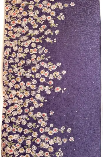 보라색 꽃무늬 단바 크레이프 원단 순수 실크 옷감