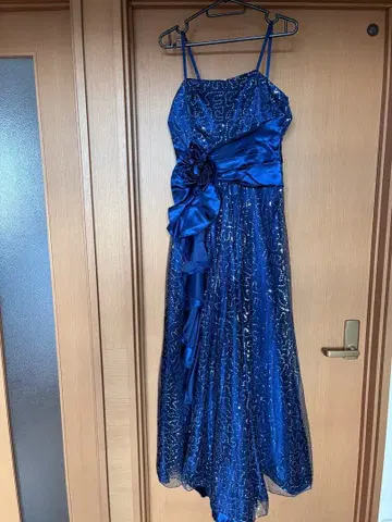 네이비 블루 슬리브리스 롱 드레스