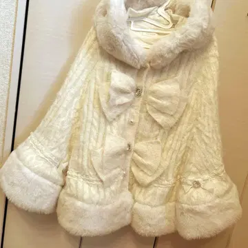 LIZLISA 리즈리사 더블 리본 니트 퍼 판초 새상품급