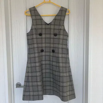 블루 레이블 크레스트브릿지 그레이 체크 무늬 원피스