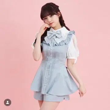 Secret Honey 스카이블루 반팔 미니 원피스