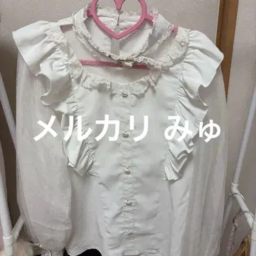 ROJITA 하트 버클 초커 시어 블라우스 화이트