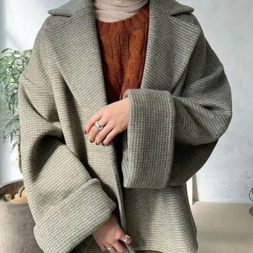 link 샛길 볼륨 체크 코트