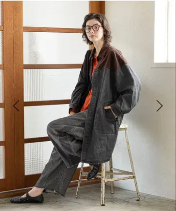 리메이크풍 콤비 셔츠 원피스