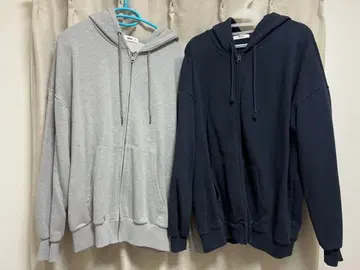 WEGO 위고 풀 집업 후드티 그레이 네이비