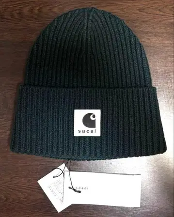 사카이 칼하트 sacai 다크 그린 비니 니트 모자 정품