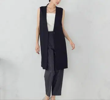 COMME CA ISM 블랙 슬리브리스 롱 베스트