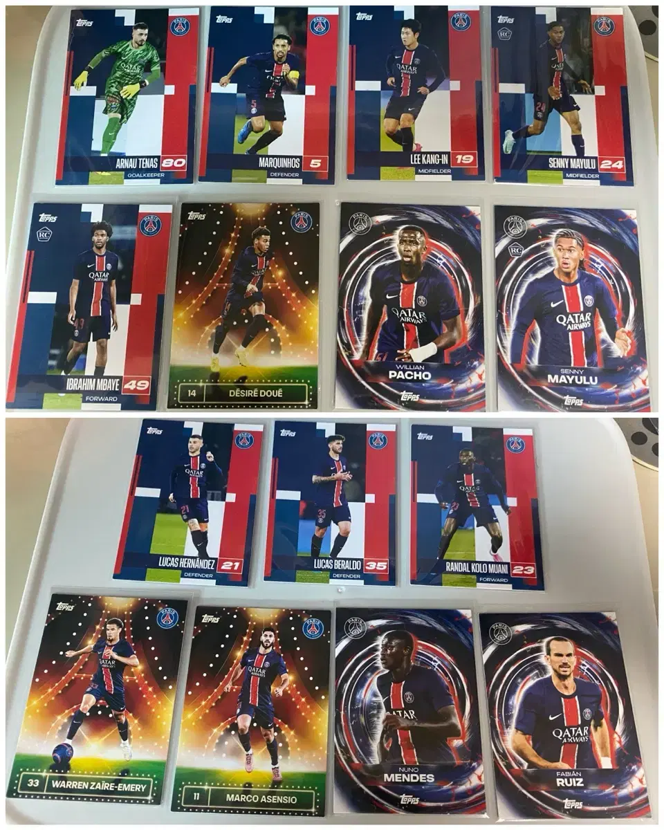 파리생제르망 PSG 탑스 축구카드 데지레 두에 이강인 마율루 일괄