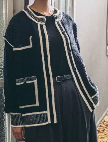 니코앤드 - 바이컬러 림 니트 가디건