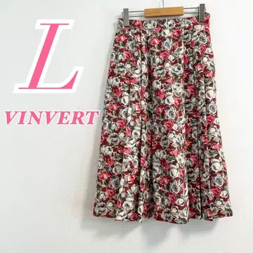 VINVERT 플리츠 스커트 L 꽃무늬 걸리시 깔끔한 코디 화려함