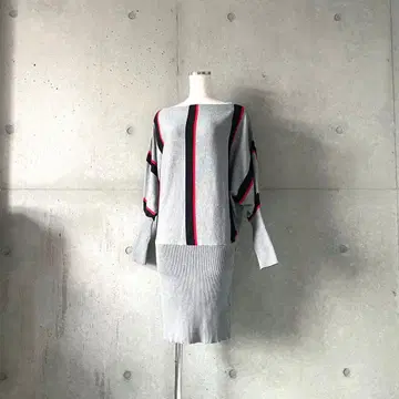 택 포함 새상품 돌먼 보트넥 니트 미니 원피스 튜닉 그레이