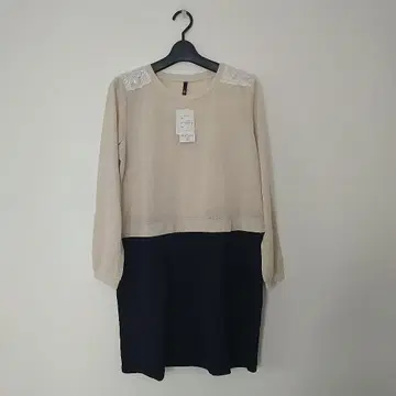 XL 아이보리/네이비 새상품 택 포함 레이스 긴팔 튜닉 LL