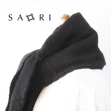 새상품급 SAORI 수제 직조 두꺼운 원단 대형 스톨 담요 블랙