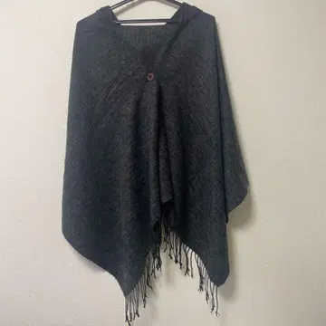 그레이 후드 부착 판초