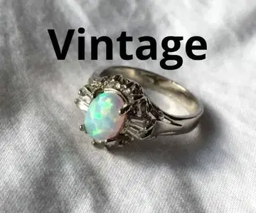빈티지 오팔 컬러 실버 반지 지르코니아 레트로 비쥬