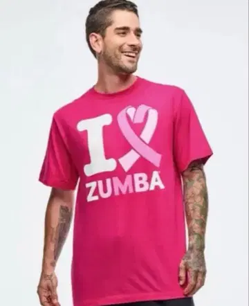 미사용 새상품 I LOVE ZUMBA 반팔 T셔츠 진한 핑크 JWI 정품