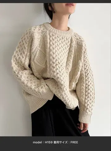 SELECT MOCA 빈티지 라이크 케이블 니트 아이보리 프리