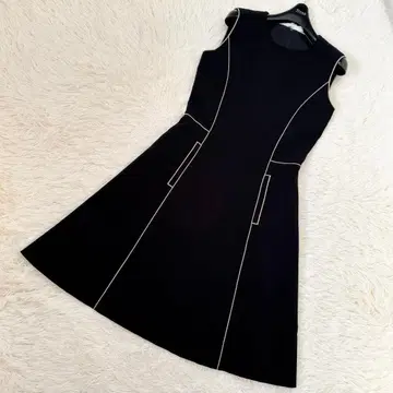 폭시 바이컬러 파이핑 원피스 38 슬리브리스 블랙 포멀