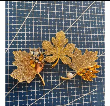 미사용 빈티지풍 골드톤의 빛나는 메이플 리프 브로치 핀 3개 세트