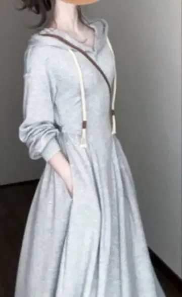 후드티 롱 원피스 캐주얼 걸리시 귀여운 맨투맨 원단