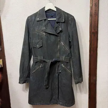 BLUE ONE 롱 코트 데님 코트 라이더 자켓 구제 의류