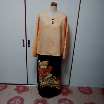 기모노 리메이크 블라우스와 롱 스커트