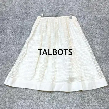 [ TALBOTS ] 무릎 기장 플레어 스커트 체크 화이트