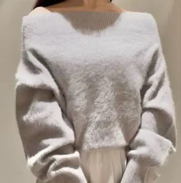 [택 포함 미사용 새상품] 스나이델 폭스 알파카 오프숄더 풀오버