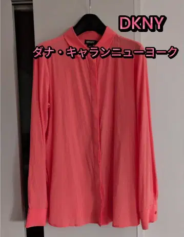 DKNY 코랄 핑크 실크 소재 긴팔 셔츠