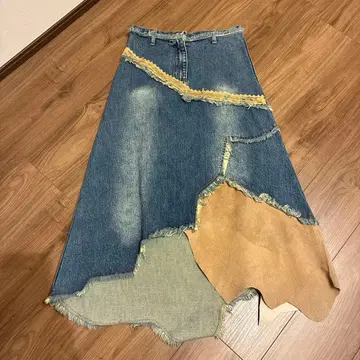 리메이크 데님 스커트