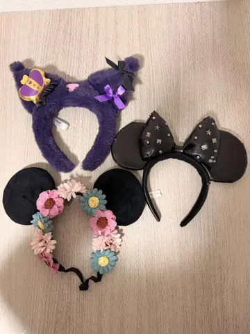보라색 고양이 귀 머리띠 (왕관 포함)