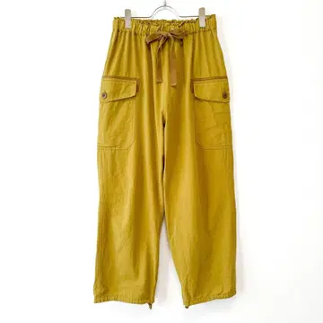 새상품급 CUBE SUGAR 면 보일 이지 카고 팬츠 허리밴딩 와이드