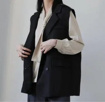 블랙 더블 브레스트 베스트