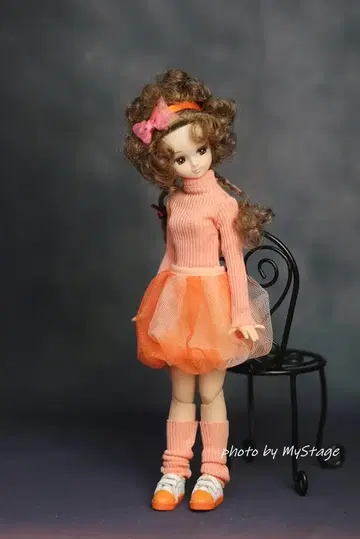 msdr-26-5094 오렌지 긴팔 티셔츠와 벌룬 스커트 워머