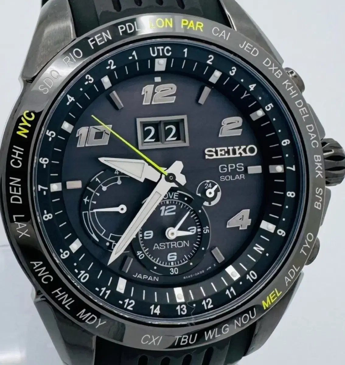 [정품] 세이코 아스트론 GPS 솔라 듀얼타임 티타늄 빅데이트 워치