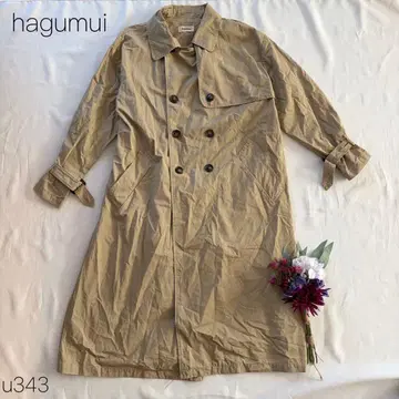 하그무 트렌치코트 면100% 스프링 코트 더블 브레스트 베이지