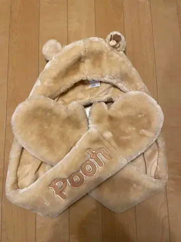 푸우 후드 부착 미튼 세트