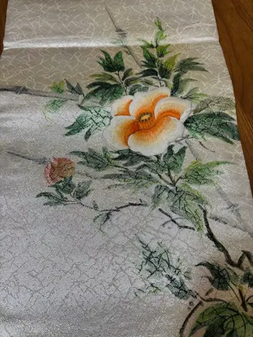 꽃무늬 후쿠로 오비 오렌지 컬러