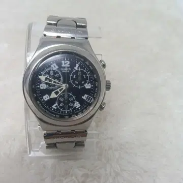 Swatch 시계 크로노그래프 데이트 남성용 실버 블랙