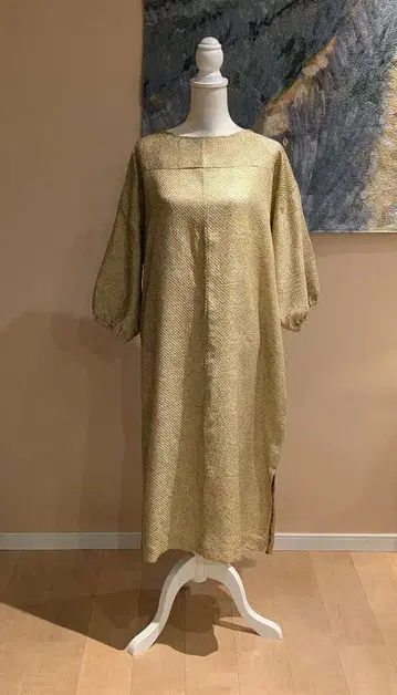 순수 실크 총시보리 기모노 리메이크 풀오버 7부 소매 원피스