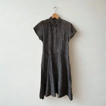 셔츠 원피스 깅엄 체크 무릎 기장 백리본 면 100% 일본제 9호