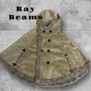 Ray Beams 후드 부착 보아 판초 망토 베이지