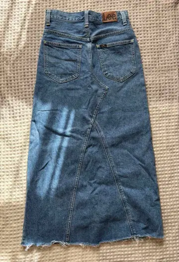 Lee 데님 리메이크 타이트 스커트 프린지 헴