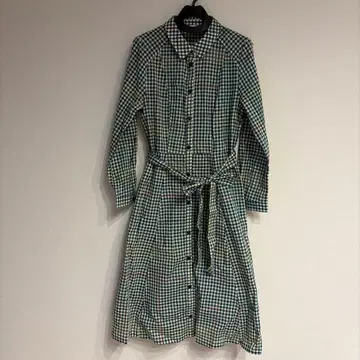 호코모모라 체크 무늬 긴팔 셔츠 원피스