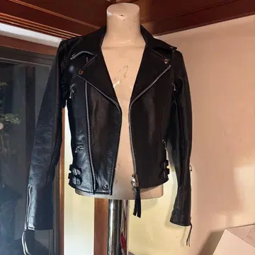 Freedom 블랙 가죽 라이더 자켓