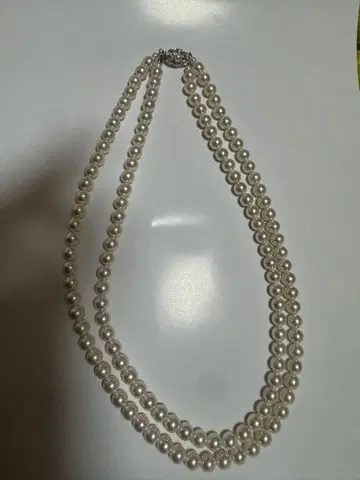 2단 모조 진주 목걸이