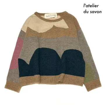 l'atelier du savon 컬러 블록 니트 긴팔 스웨터