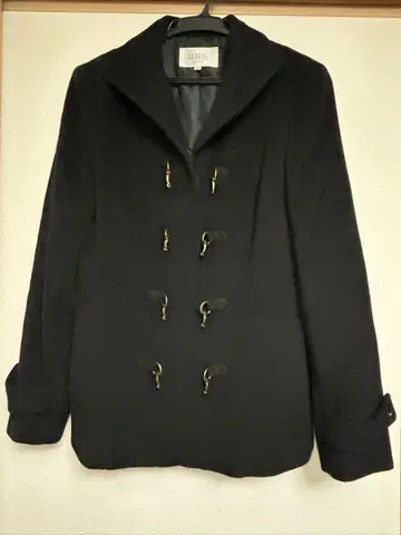 자유구 블랙 더블 브레스트 코트 38