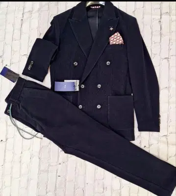 미사용 새상품 G-STAGE 네이비 코듀로이 더블 브레스트 수트 스트레치