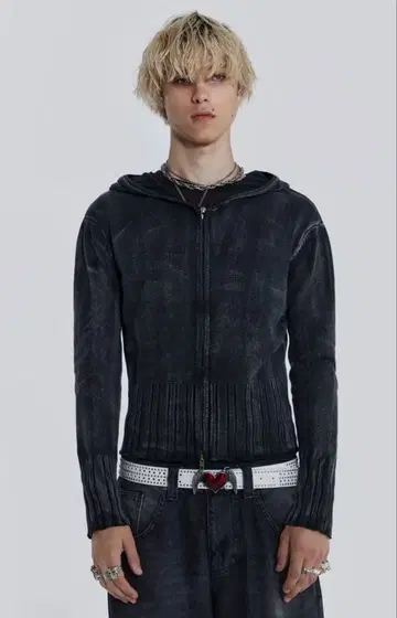 Jaded London M 다크 그레이 집업 후드티 후디